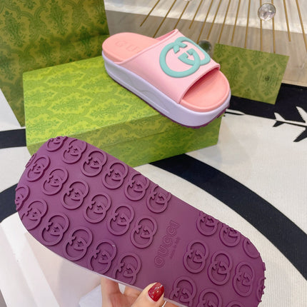 INTERLOCKING G SLIDE SANDAL IN BABY PINK IMPORTED TPU