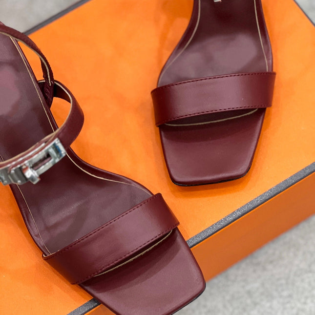 Glamour 75 Sandal Red Brown Leather