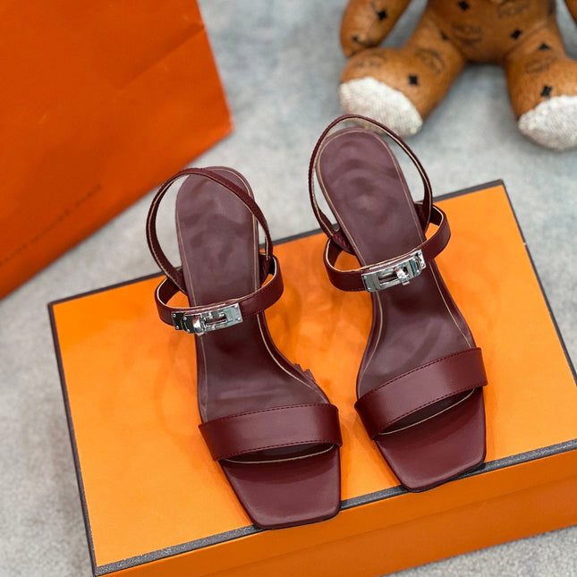 Glamour 75 Sandal Red Brown Leather