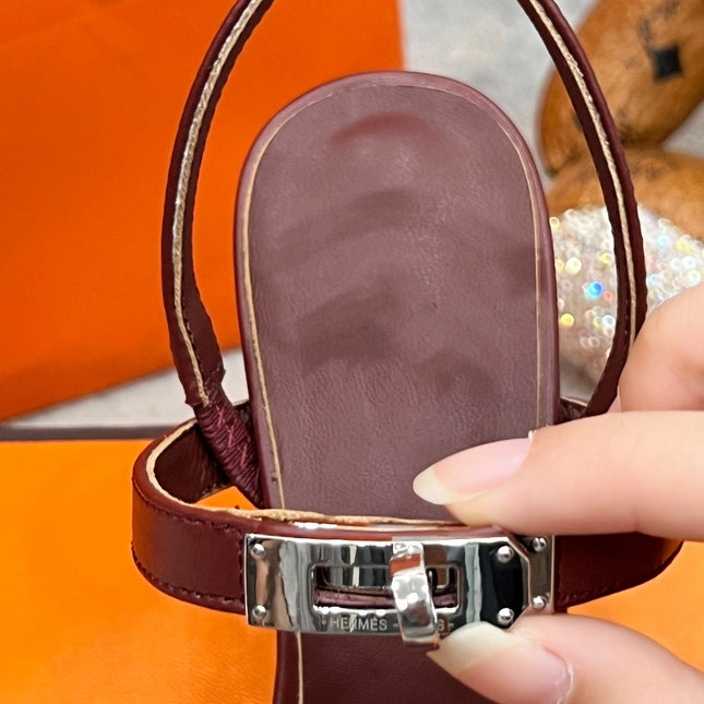 Glamour 75 Sandal Red Brown Leather