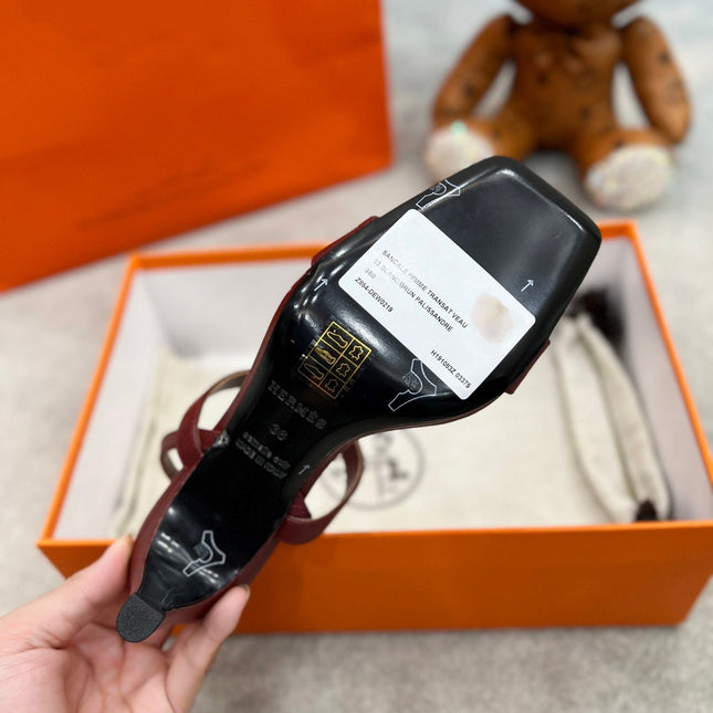 Glamour 75 Sandal Red Brown Leather