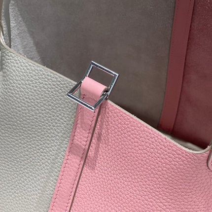 HM PICOTIN LOCK 22 CREAM AND PINK CALFSKIN