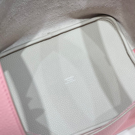 HM PICOTIN LOCK 22 CREAM AND PINK CALFSKIN