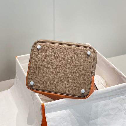 HM PICOTIN LOCK 22 ORANGE AND ASH BROWN CALFSKIN