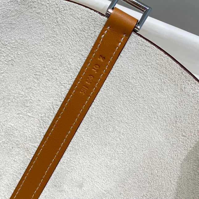 HM PICOTIN LOCK 22 WHITE AND BROWN CALFSKIN