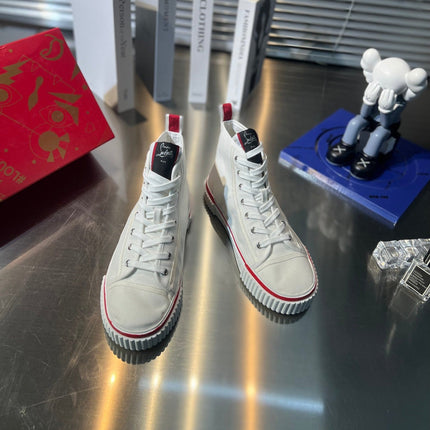 LUBOTING PEDRO HIGH-TOP SNEAKERS IN WHITE MIX RED FABRIC