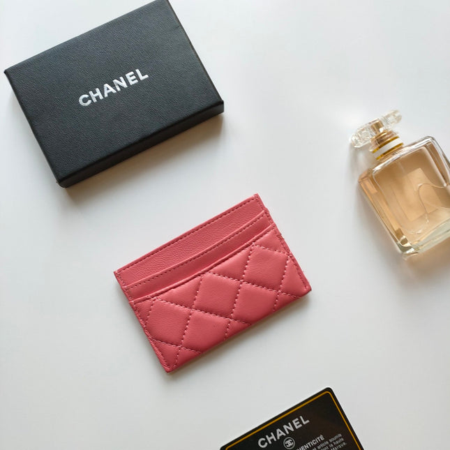 CC CARD HOLDER 11.2 BLUSH PINK CALFSKIN GOLD ICON