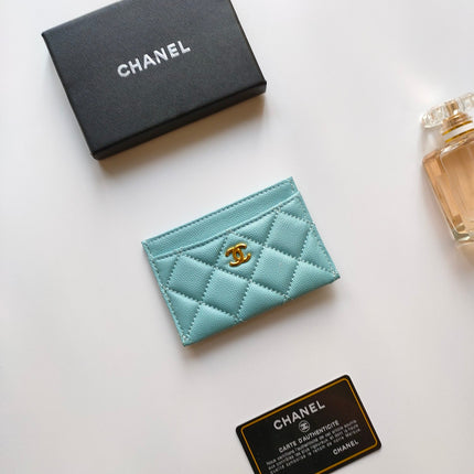 CC CARD HOLDER 11.2 SKY GRAINED CALFSKIN GOLD ICON