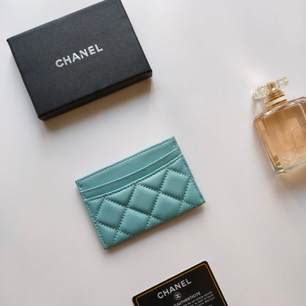 CC CARD HOLDER 11.2 SKY GRAINED CALFSKIN GOLD ICON