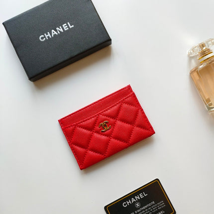 CC CARD HOLDER 11.2 ROSE GRAINED CALFSKIN GOLD ICON