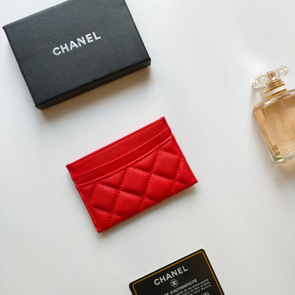 CC CARD HOLDER 11.2 ROSE GRAINED CALFSKIN GOLD ICON