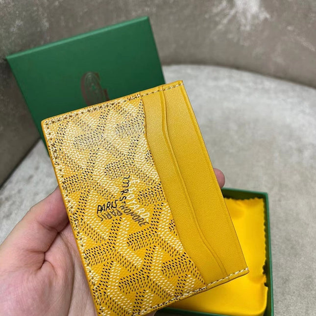 SAINT-SULPICE CARD WALLET 10 IN YELLOW GOYARDINE CANVAS AND CALFSKIN