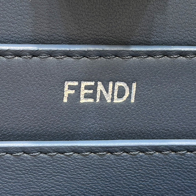 PEEKABOO ISEEU 27 IN BLUE BAYOUX INTERLACED CALFSKIN SILVER HARDWARE