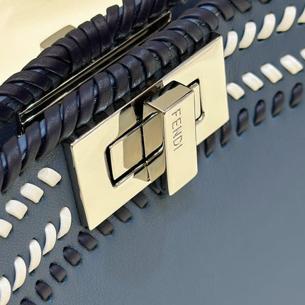 PEEKABOO ISEEU 27 IN BLUE BAYOUX INTERLACED CALFSKIN SILVER HARDWARE