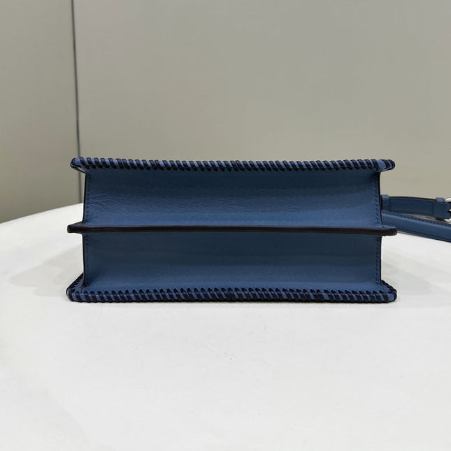 PEEKABOO ISEEU 27 IN BLUE BAYOUX INTERLACED CALFSKIN SILVER HARDWARE