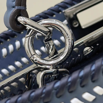 PEEKABOO ISEEU 27 IN BLUE BAYOUX INTERLACED CALFSKIN SILVER HARDWARE