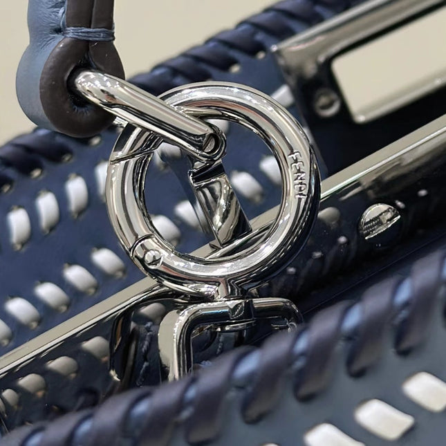 PEEKABOO ISEEU 27 IN BLUE BAYOUX INTERLACED CALFSKIN SILVER HARDWARE