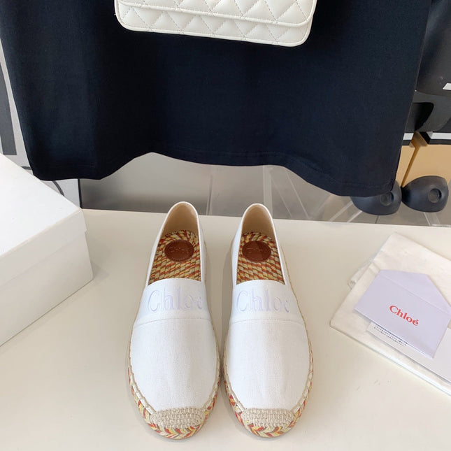 LOAFER SHOES IN WHITE DENIM AND WOVEN RAFFIA