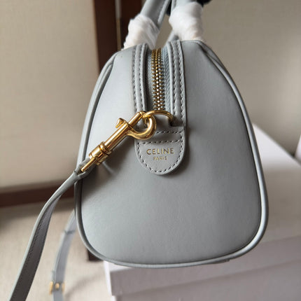 EMBOSSED CELINE TOP HANDLE BAG 20 IN GREY CALFSKIN