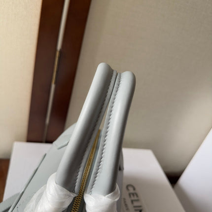 EMBOSSED CELINE TOP HANDLE BAG 20 IN GREY CALFSKIN