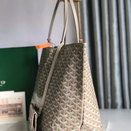 SAINT LOUIS PM 40 IN GREY MIX GREEN GOYARDINE CANVAS AND CALFSKIN