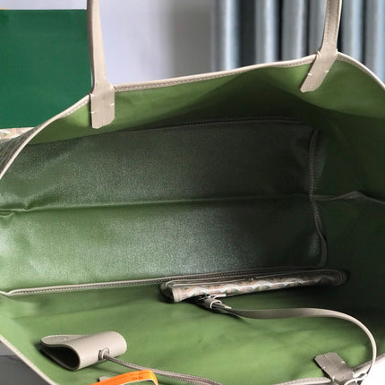 SAINT LOUIS PM 40 IN GREY MIX GREEN GOYARDINE CANVAS AND CALFSKIN