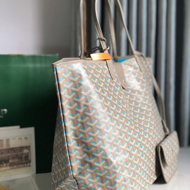 SAINT LOUIS PM 40 IN GREY MIX BLUE GOYARDINE CANVAS AND CALFSKIN