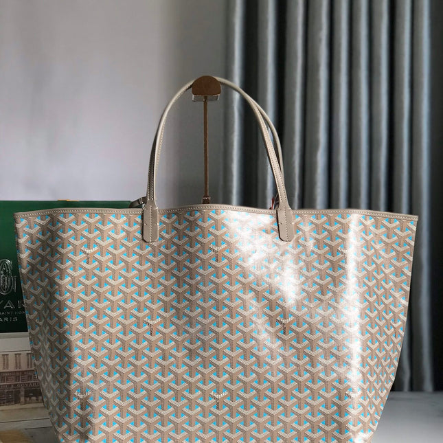 SAINT LOUIS PM 40 IN GREY MIX BLUE GOYARDINE CANVAS AND CALFSKIN