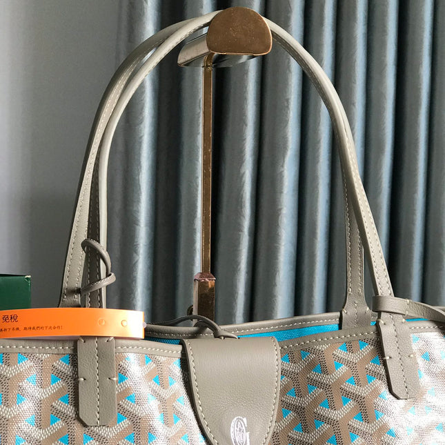 SAINT LOUIS PM 40 IN GREY MIX BLUE GOYARDINE CANVAS AND CALFSKIN