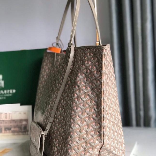 SAINT LOUIS PM 40 IN GREY MIX PINK GOYARDINE CANVAS AND CALFSKIN