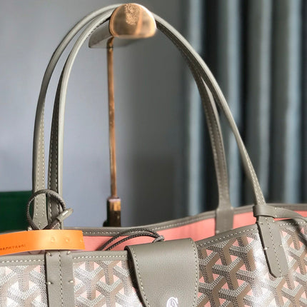 SAINT LOUIS PM 40 IN GREY MIX PINK GOYARDINE CANVAS AND CALFSKIN