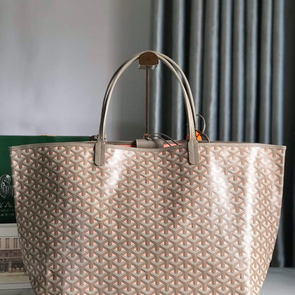 SAINT LOUIS PM 40 IN GREY MIX PINK GOYARDINE CANVAS AND CALFSKIN