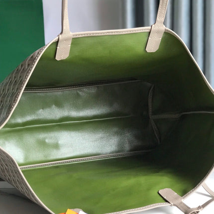 SAINT LOUIS PM 34 IN GREY MIX GREEN GOYARDINE CANVAS AND CALFSKIN