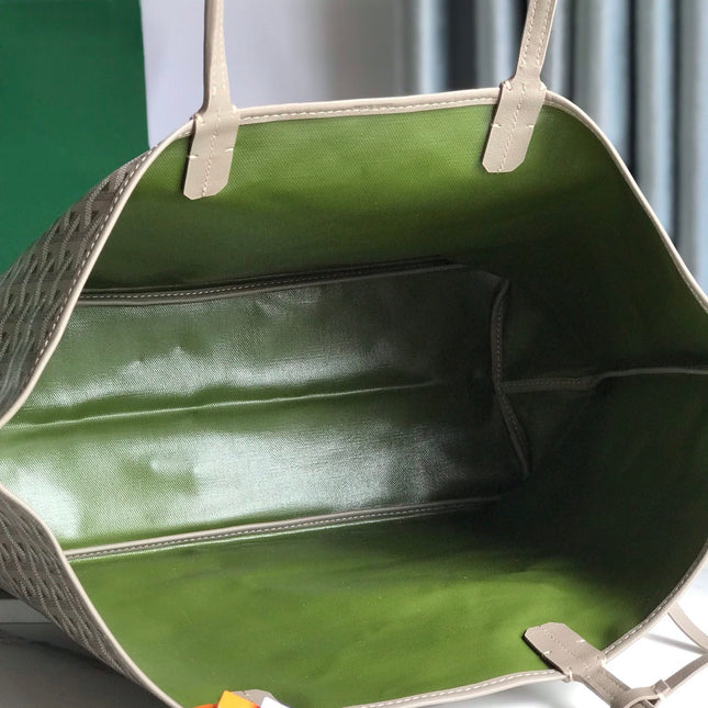 SAINT LOUIS PM 34 IN GREY MIX GREEN GOYARDINE CANVAS AND CALFSKIN