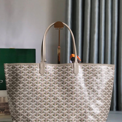 SAINT LOUIS PM 34 IN GREY MIX GREEN GOYARDINE CANVAS AND CALFSKIN