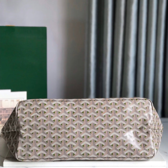 SAINT LOUIS PM 34 IN GREY MIX GREEN GOYARDINE CANVAS AND CALFSKIN