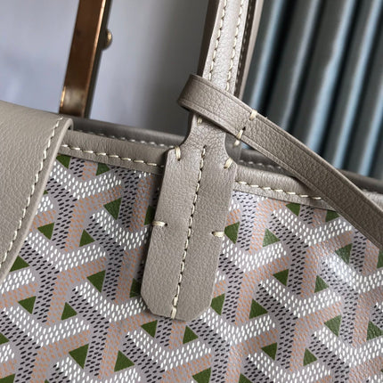 SAINT LOUIS PM 34 IN GREY MIX GREEN GOYARDINE CANVAS AND CALFSKIN