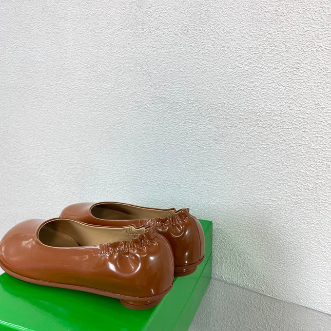 ATOMIC BALLERINA FLAT IN BRONZE BROWN CALFSKIN