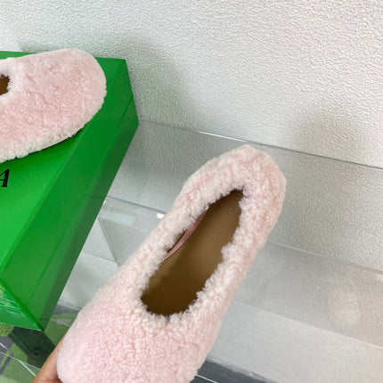ATOMIC SHEARLING BALLERINA FLATS LIGHT PINK