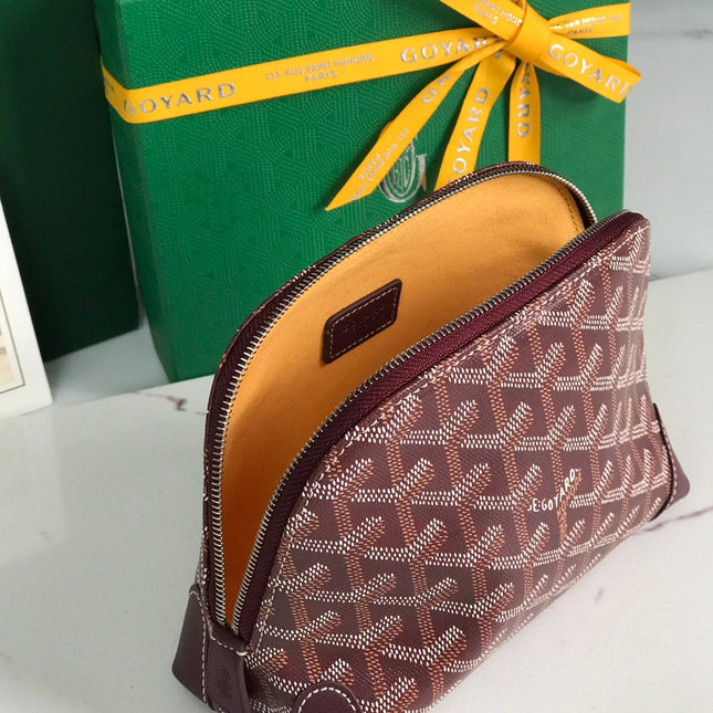 VENDÔME COSMETIC POUCH 17 IN WINE RED GOYARDINE CANVAS AND CALFSKIN TRIM