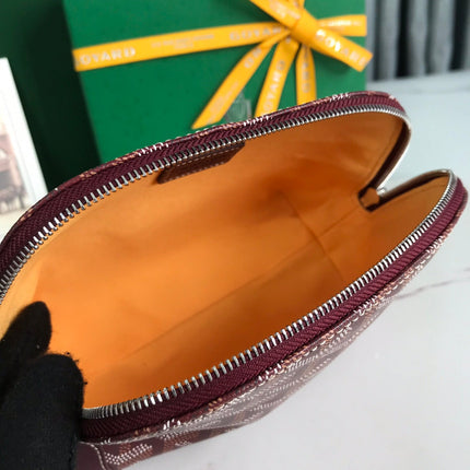 VENDÔME COSMETIC POUCH 17 IN WINE RED GOYARDINE CANVAS AND CALFSKIN TRIM