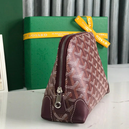 VENDÔME COSMETIC POUCH 17 IN WINE RED GOYARDINE CANVAS AND CALFSKIN TRIM