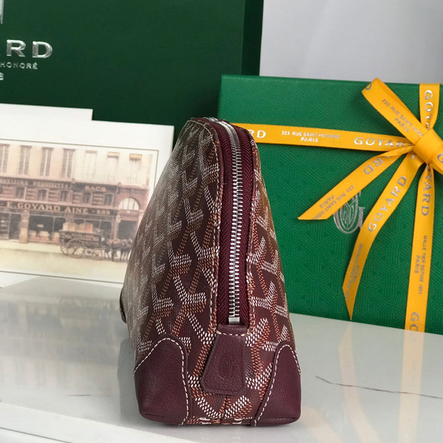 VENDÔME COSMETIC POUCH 17 IN WINE RED GOYARDINE CANVAS AND CALFSKIN TRIM