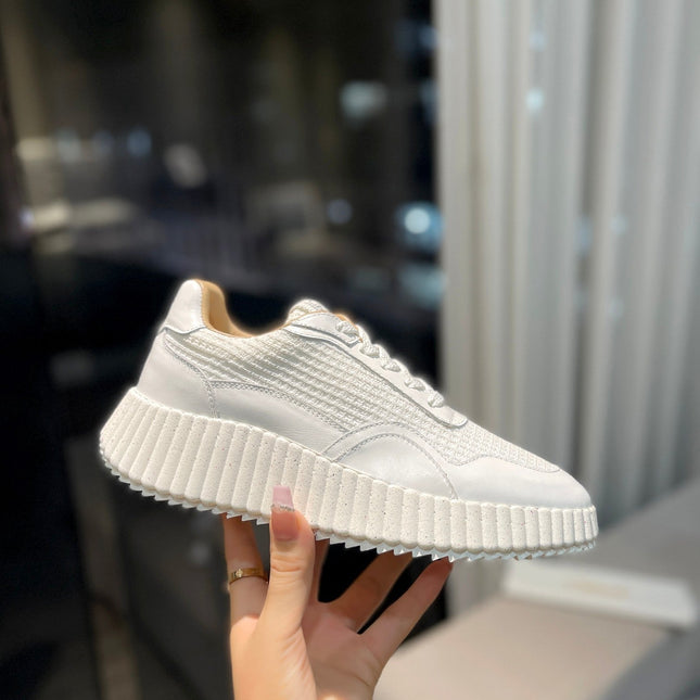 NAMA SNEAKER IN WHITE LAMBSKIN AND SUEDE