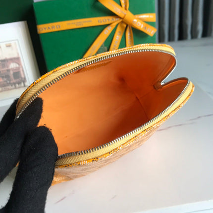 VENDÔME COSMETIC POUCH 17 IN YELLOW GOYARDINE CANVAS AND CALFSKIN TRIM