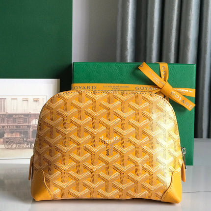 VENDÔME COSMETIC POUCH 17 IN YELLOW GOYARDINE CANVAS AND CALFSKIN TRIM