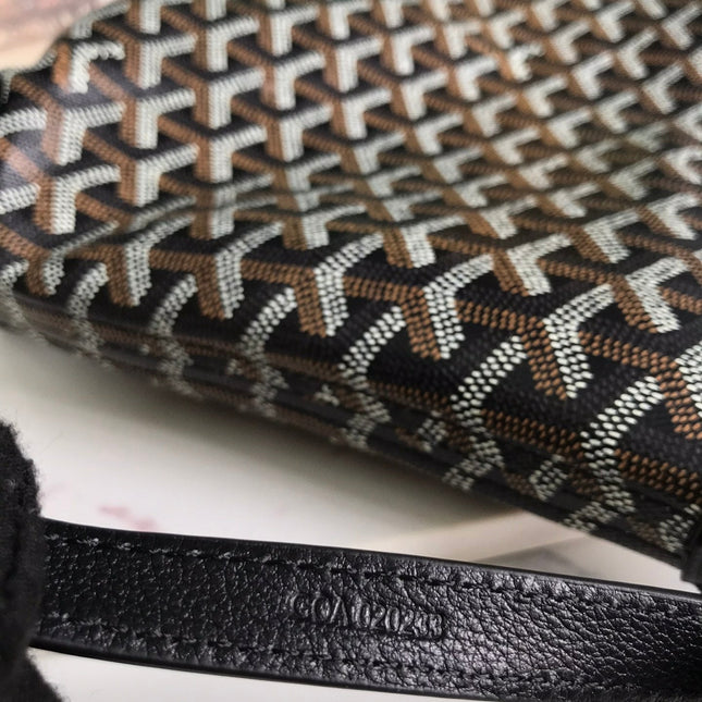 CONTI POUCH 24 IN BLACK LAMBSKIN AND GOYARDINE CANVAS