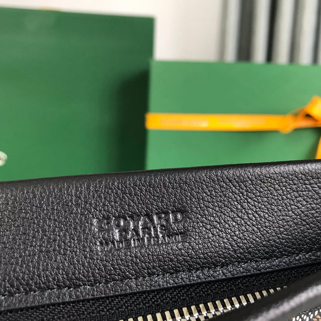 CONTI POUCH 24 IN BLACK LAMBSKIN AND GOYARDINE CANVAS