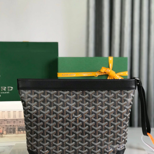 CONTI POUCH 24 IN BLACK LAMBSKIN AND GOYARDINE CANVAS