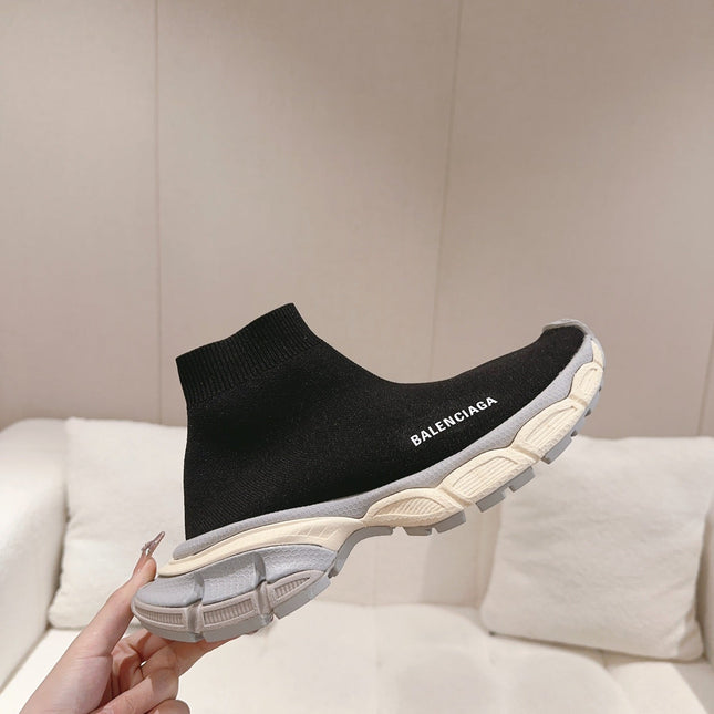 BALENCIAGA 25S SPEED TRAINER SNEAKERS 55 MM IN BLACK KNIT STYLE 4